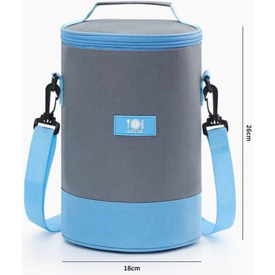 Boîte à Lunch Grande Capacité Sac Thermique Tissu Oxford Épais Baril Rond Sacs Isolants en Feuille d'Aluminium Sacs à Main Glacière pour Pique-Nique