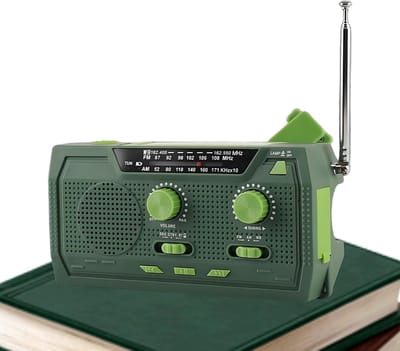 Zonne-energie Radio - Noodradio Zaklamp - Outdoor Kamperen - Handzwengel Opladen - 15 x 8 x 6 cm - Groen