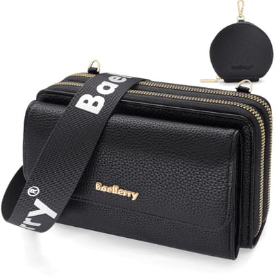 Dailygoods- Telefoonhoesje met schouderriem - Crossbody Tas - Portemonnee met 8 Kaartvakken - Verstelbare Schouderriem - Grote Capaciteit - PU-leer - Crossbodytas