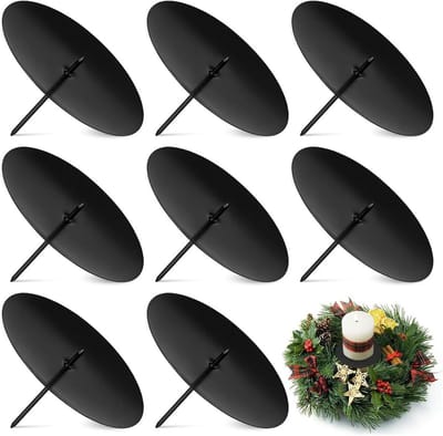 8 Kaarshouders - Metalen Fixatoren - Adventskrans Decoratie - Gebogen Rand Ontwerp - 6 cm Diameter - Gegalvaniseerd