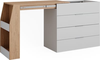 Vicco Knutseltafel Iva, Wit, 98.5-167.5 x 80 x 47 cm uitklapbaar, 4 laden