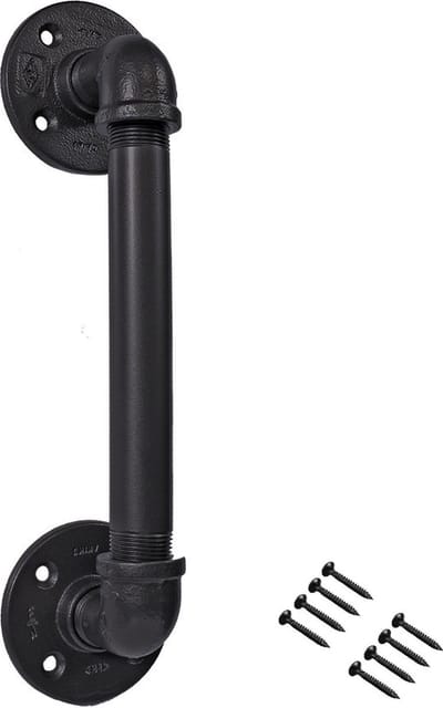 Industriele Greep | Schuifdeurgreep zwart | 25cm | Inclusief schroeven | Handgreep | Deurbeslag | Greep Schuifdeur | Onderdelen | Meubel Handvat | Meubelbeslag | Metaal | Buis | Steigerbuis | Industrieel
