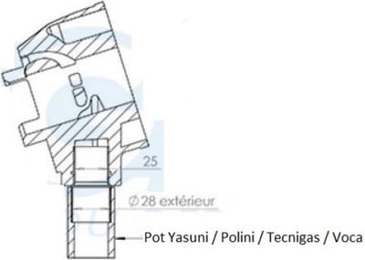 geluiddemper adapter reductiering voor minarelli 50 am6 Ø ext 25/28mm