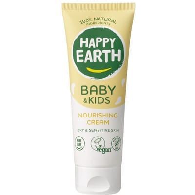 Happy Earth Voedende Crème Baby & Kids - 100% Natuurlijke Ingrediënten - Microplasticvrij - 0% SLS/SLES - Babyverzorging – Geschikt voor pasgeborenen en de droge babyhuid – 75mL
