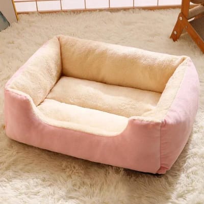Huisdier Kattenbed Sofa Warm Huis Snoepkleurig Vierkant Nest Huisdieren Kennels voor Kleine Honden Katten Winter Puppy Kittens Slaapmanden 43x32cm Within 1kg white