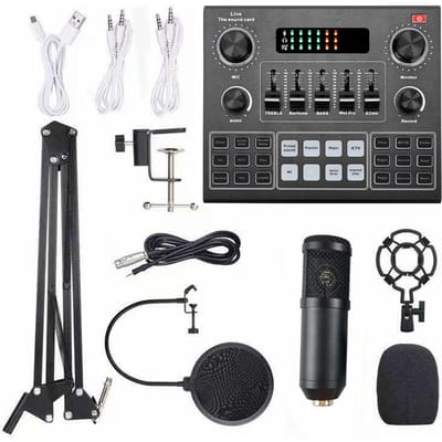 Multifunctionele Live V9-geluidskaart en BM800 ophangmicrofoonset voor uitzendingsopname gray