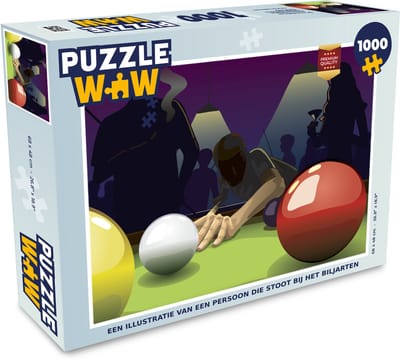 Puzzel Een illustratie van een persoon die stoot bij het biljarten - Legpuzzel - Puzzel 1000 stukjes volwassenen