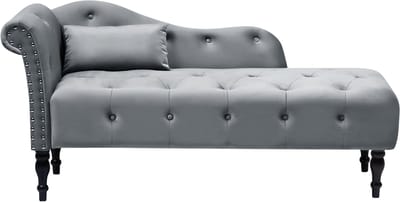 BELIANI IVRY - Chaise longue - Grijs - Linkerzijde - Fluweel