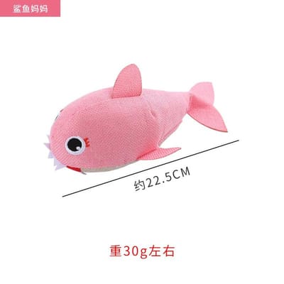 Nouvelle série de jouets en peluche pour chat en lin, famille de requins, contient du papier sonore, des fournitures de jeu interactives résistantes aux morsures pour animaux de compagnie pink
