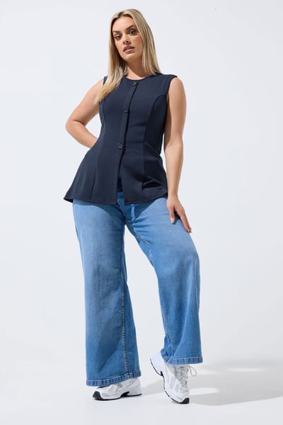 Limited Collection Marineblauw Gilet Met Naaddetails Size 38