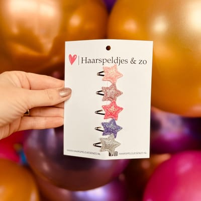 Baby haarspeldjes - mini - 2cm groot - try-out - mix - voor de eerste lokjes haar - sterretjes - roze - glitters - kerst - feestdagen