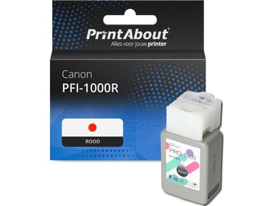 PrintAbout huismerk Inktcartridge PFI-1000R Rood Geschikt voor Canon