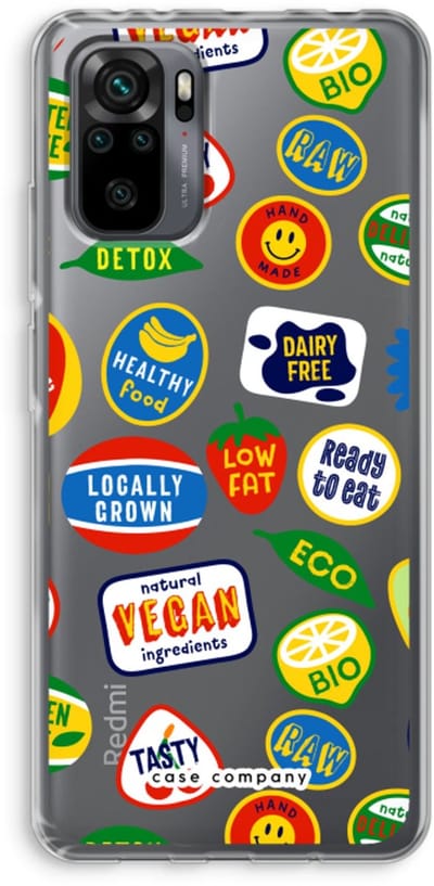 Case Company® - Hoesje geschikt voor Xiaomi Redmi Note 10 Pro hoesje - Fruitsticker - Soft Cover Telefoonhoesje - Bescherming aan alle Kanten en Schermrand