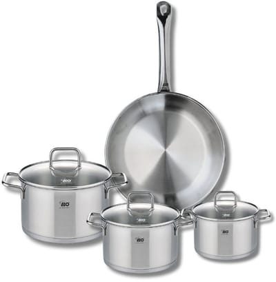 Set van 1 Koekenpan 24 cm en 3 kookpotten 12, 14 en 16 cm Elo Profi Citrin