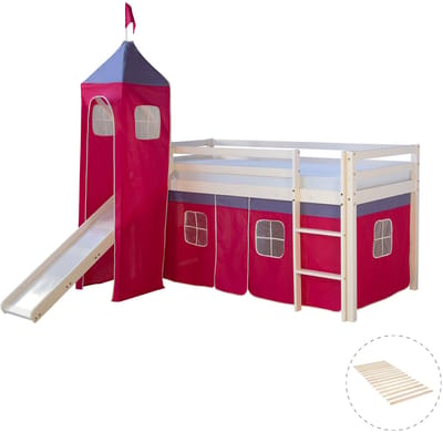 Homestyle4u Hoogslaper - 90x200 cm - Wit - Roze