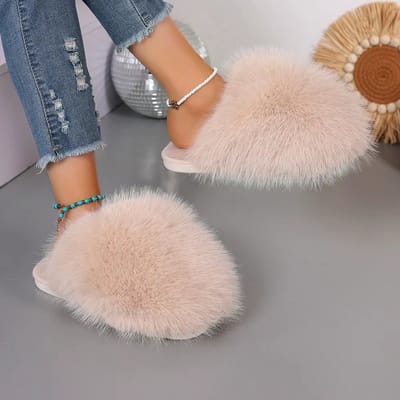 Warme Pluizige Slippers Dames Winter – Comfortabele Antislip Huisslippers – Zachte Luxe Damespantoffels voor Binnen en Buiten – Maat 40