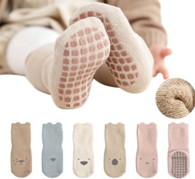 Babyvloersokken - kindersokken - loopsokken voor baby's - 5 paar - antislipzool - verdikt en warm - geschikt voor jongens en meisjes - maat M