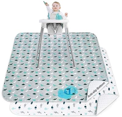 Waterdichte Splatmat voor Kinderstoelen - 2 Stuks, Antislip, Herbruikbaar en Draagbaar