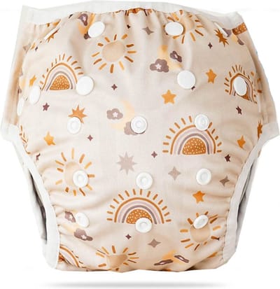 BonBini's® Wasbare Zwemluier Baby - Herbruikbaar - zwembroekje - Anti Doorlek - Sunshine Taupe