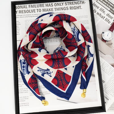 Sjaal-65cm-Vierkante sjaal met magnetische drukknoopsluiting – Te vormen tot driehoekige sjaal – Stijlvolle & elegante nekwarmer – Must-have voor elke outfit-Blauw en rood vierkant