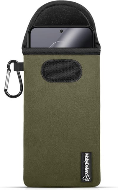 MobyDefend Hoesje - Geschikt voor Motorola Edge 30 Neo - Neopreen Pouch Met Karabijnhaak - Insteek - Riemlus - Groen