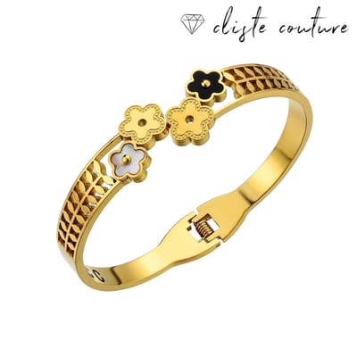 Luxurious GLEAM CLOVER BANGLE - Hoogwaardig roestvrij staal - Vrouwen Armbanden - Sieraden - Verguld - Verstelbaar