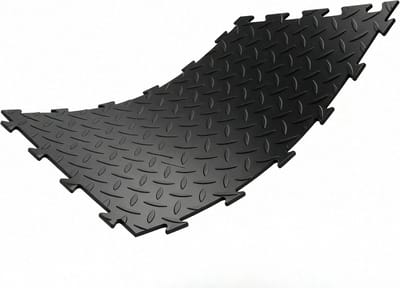 PVC Vloertegels - Garagevloer Werkplaatsvloer - Zwaar Belaste Vloeren - Antislip Waterdicht Kliksysteem - 48x48 cm - Zwart Ruiten