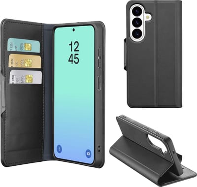 Cellularline Book Agenda Hoesje - Geschikt voor Samsung Galaxy S26 - Met Pasjesvak & Standfunctie & RFID/NFC Block - Zwart