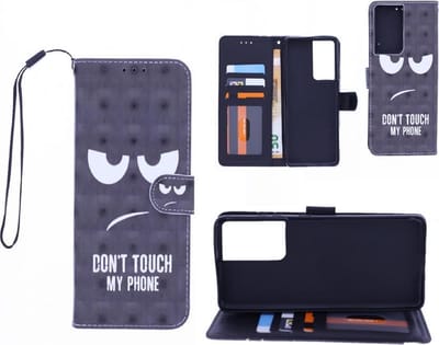 Bookcase Geschikt voor: Samsung Galaxy S21 Ultra hoesje met print - Don't Touch My Phone 3D