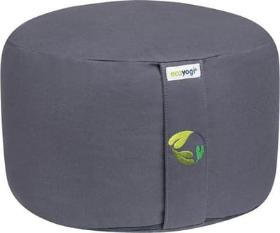Meditatiekussen Ecoyogi Olijf Grijs Rond Extra Hoog 20 cm x 30 cm (Hoogte x Diameter) – Wasbare Buitenhoes – Aanpasbare Boekweit Vulling - 100% Gecertificeerd Biologisch Katoen | GOTS Gecertificeerd - Duurzaam Yoga zit kussen – Yogakussen