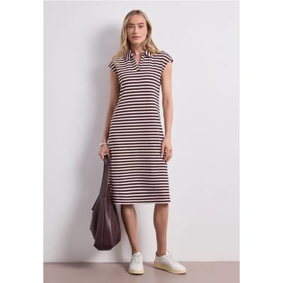Gebreide midi-jurk met strepen