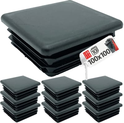 LUN FIX - Kunststof lamellenstoppen - 100x100 mm - 10 stuks - zwart - buisstoppen