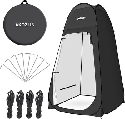 Pop-up Douchetent voor Kamperen - Privacy Tent voor Verandering en Douchen - Ideaal voor Buitenactiviteiten, Strand en Roadtrip - Zwart, 120 × 120 × 190 cm