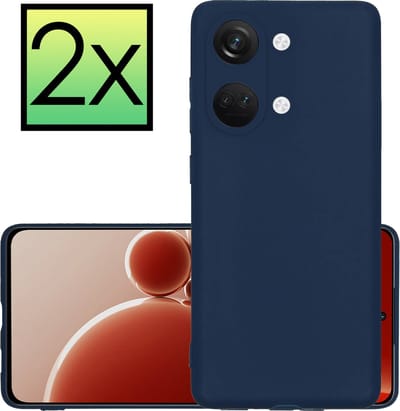Hoesje - 2 Stuks - Geschikt voor OnePlus Nord 3 - Sterk & Shockproof - Case Siliconen - Back Cover - Telefoon Hoes - Donkerblauw