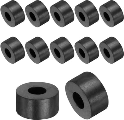 Rubberen sluitringen, rubberen spacer, 20 mm buitendiameter x 8 mm binnendiameter x 10 mm hoogte, zwart, ronde afstandshulzen, dikke rubberen ringen, rubberen afstandhouders, 12 stuks