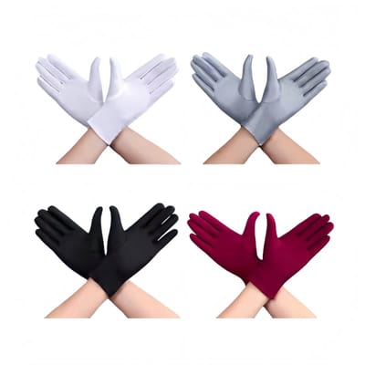 Formele handschoenen met hoge elasticiteit - kreukvrij - kleurvast - pillingbestendig - one size fits all - geschikt voor alle seizoenen - 4 paar (zwart + wit + bordeauxrood + grijs)