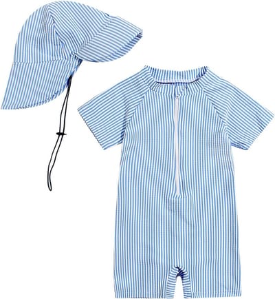 Zonnehoed voor Baby Jongens met UV Bescherming en Eénstuk Zwemoutfit voor Zomeractiviteiten
