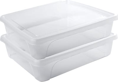 Vershoudbakje - 2x - laag - transparant - 2 liter - 24 x 20 x 6 cm - vershouddoosje - Vienna - Vershouddoos bakje