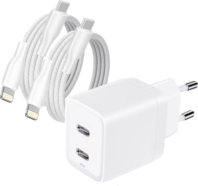 Oplaadsetje geschikt voor iPhone - Oplader met 1 meter lange usb-c Kabels - Snellader