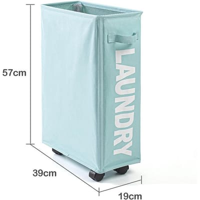 Wasmand met Wielen Grote Capaciteit Yogamat Opbergmand Multifunctioneel Opvouwbaar Waterdicht Vuile Kleding Opbergtas blauw