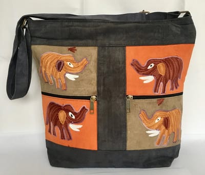 N3 Collecties Geborduurde Dames Crossbody Tas 30*30*6 cm - Donker Grijs