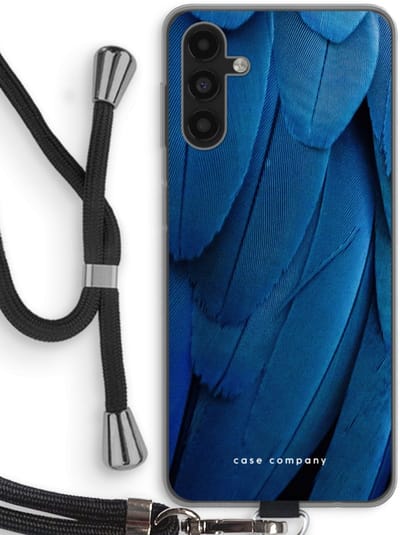 Case Company® - Hoesje met koord geschikt voor Samsung Galaxy A04s hoesje met Koord - Pauw - Telefoonhoesje met Zwart Koord - Bescherming aan alle Kanten en Over de Schermrand