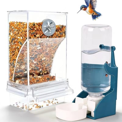 Automatische voeder- en waterdispenser voor vogels, ideaal als vogelkooi-accessoire, transparant ontwerp voor papegaaien en kanaries, perfect voor vogelbaden en verzorging
