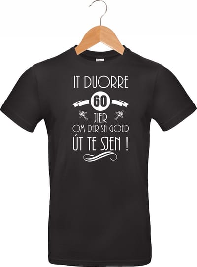 Mijncadeautje - Fryslan T-shirt It duorre 60 jier - unisex - zwart - verjaardag - leeftijd - feest - (maat S)
