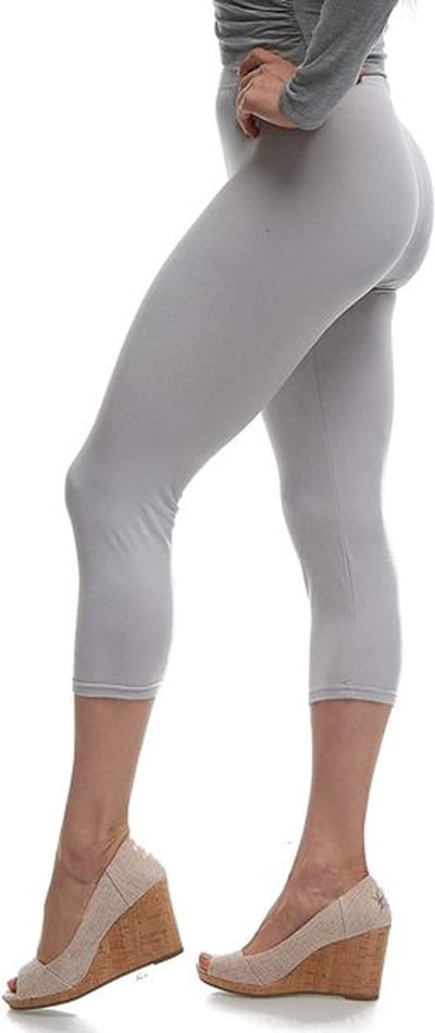 Hoogwaardige Dames 3/4 Legging | 3 Kwart Legging | One-Size | Maat 38-42 | Lichtgrijs