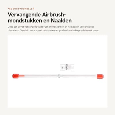 Dailygoods- Airbrush-mondstuk 0,3 mm - Airbrush-naald 0,2 mm/0,5 mm - Vervangende onderdelen - Koperen beplating - Roestvrij staal - Inclusief opslagcontainers
