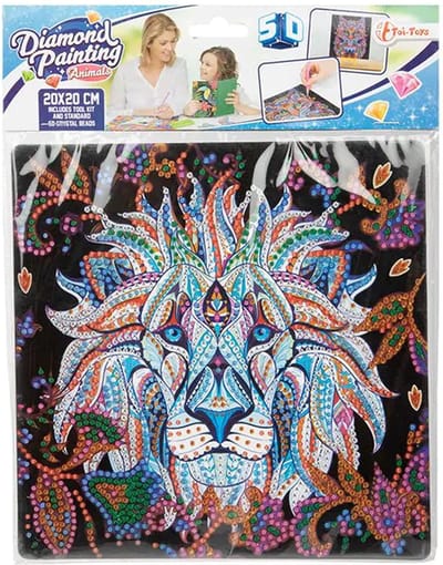 Toi Toys - Diamond painting - Leeuw - Dieren - Creatief - extra glans - 20 x 20cm - complete set