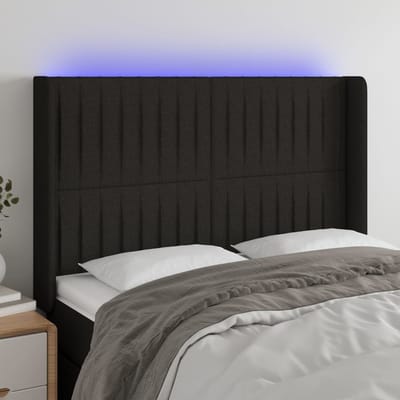 vidaXL - Hoofdbord - LED - 147x16x118/128 - cm - stof - zwart