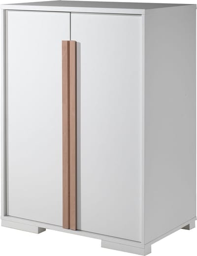 Lage Tweedeurskast Dex Wit - Breedte 86 cm - Hoogte 116.2 cm - Diepte 56 cm - Met planken - Met openslaande deuren