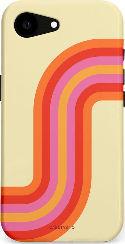 Casetastic hoesje geschikt voor Apple iPhone 16e / Apple iPhone 17e - MagSafe - Dubbellaagse bescherming - Retro bocht - Fashion Case - Zand Rood Oranje Roze